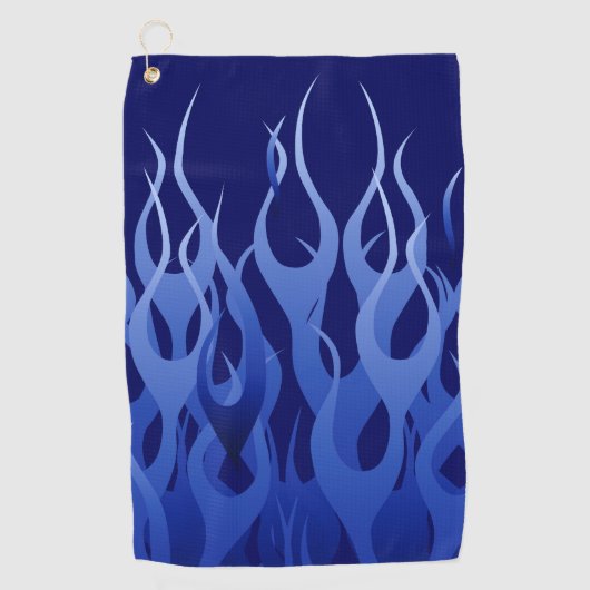 Blue Racing Flames Decor op een Golfhanddoek (Voorkant)