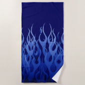 Blue Racing Flames Decor op een Strandlaken (Voorkant)