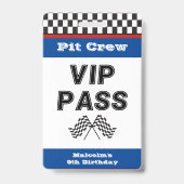 Blue Racing Party Pit Crew VIP Pass Stop Badge (Achterkant)