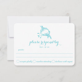 Blue Radiance Hummingbird Kiss Wedding RSVP Kaartje