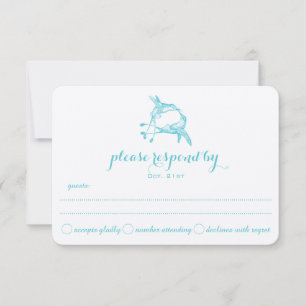 Blue Radiance Hummingbird Kiss Wedding RSVP Kaartje
