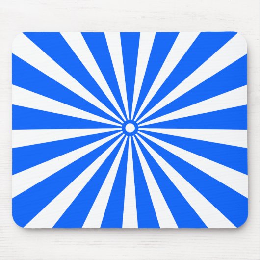 Blue Radiant Burst Mouse Pad – Modern Geometric En Muismat (Voorkant)