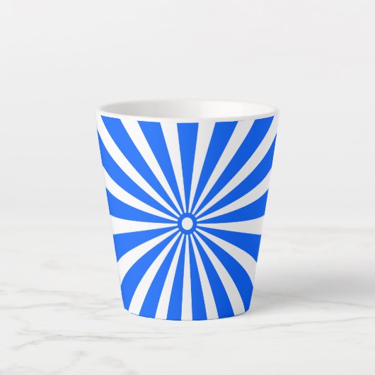 Blue Radiant Burst Mug – Bold Geometric Sunshine  Latte Mok (Voorkant)