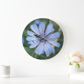 Blue Radicchio Flower N Bee Wall klok (Huis)