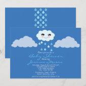 Blue Rain Cloud Baby shower Kaart (Voorkant / Achterkant)