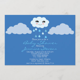 Blue Rain Cloud Baby shower Kaart