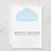 Blue Rain cloud Baby shower met Love Invitation Kaart (Voorkant)