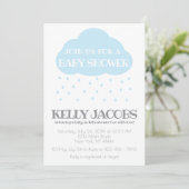 Blue Rain cloud Baby shower met Love Invitation Kaart (Staand voorkant)