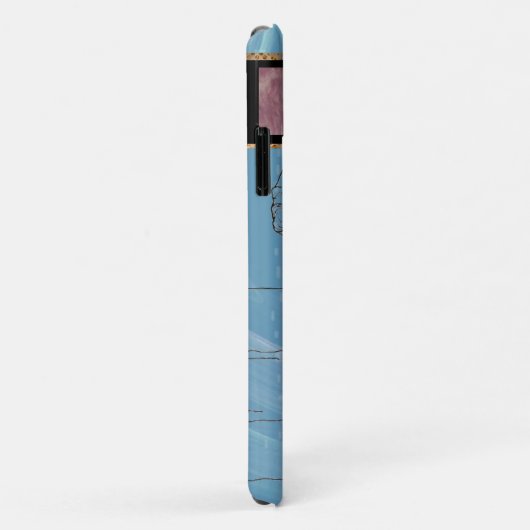 Blue Rain Monogram Barrel Racer Case-Mate iPhone Case (Achterkant/rechts)