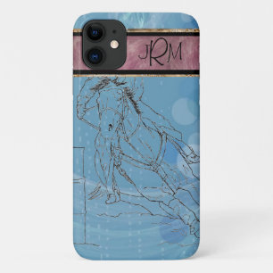 Blue Rain Monogram Barrel Racer Case-Mate iPhone Case
