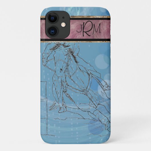 Blue Rain Monogram Barrel Racer Case-Mate iPhone Case (Achterkant)