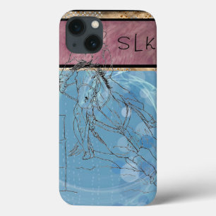 Blue Rain Monogram Barrel Racer iPhone 13 Hoesje