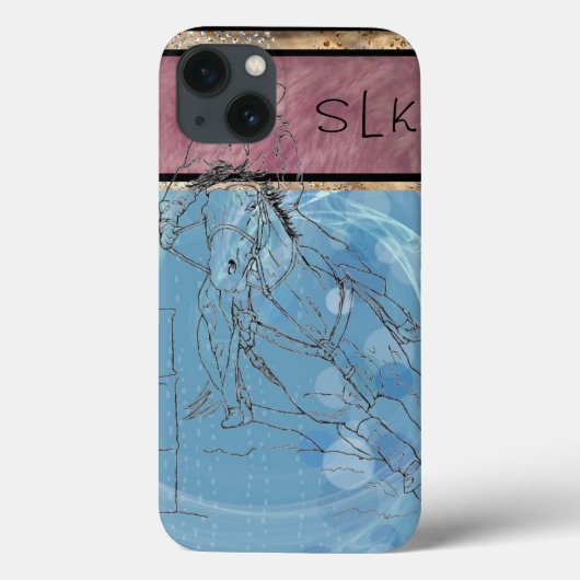 Blue Rain Monogram Barrel Racer Case-Mate iPhone Case (Achterkant)
