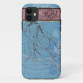 Blue Rain Monogram Barrel Racer - iPhone Case (Achterkant)