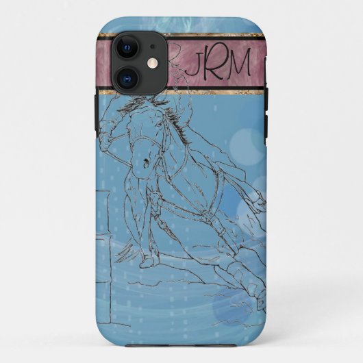 Blue Rain Monogram Barrel Racer - iPhone Case (Achterkant)