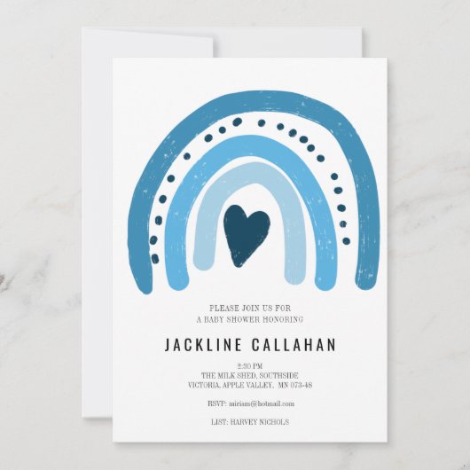 Blue Rainbow Baby Baby Boy Shower Kaart (Voorkant)