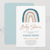 Blue Rainbow Baby shower boy Kaart (Voorkant / Achterkant)