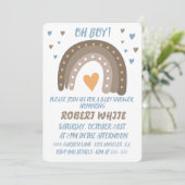 Blue Rainbow Baby shower Boy Kaart (Staand voorkant)