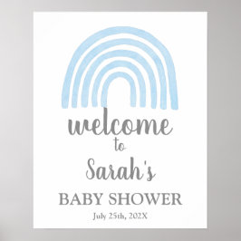 Blue Rainbow Baby shower Boy Welkomstteken Poster
