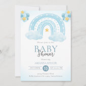 Blue Rainbow Baby shower Invitation Kaart (Voorkant)