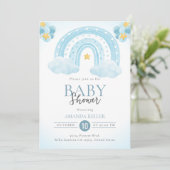 Blue Rainbow Baby shower Invitation Kaart (Staand voorkant)