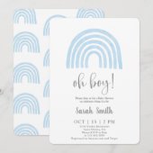 Blue Rainbow Baby shower jongensuitnodiging Kaart (Voorkant / Achterkant)