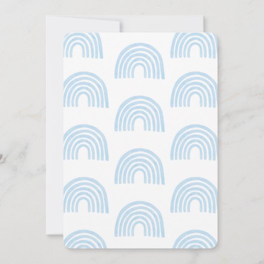 Blue Rainbow Baby shower jongensuitnodiging Kaart (Achterkant)