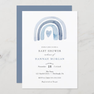 Blue Rainbow Baby shower uitnodiging
