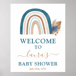 Blue Rainbow-Baby shower Welkomstteken Poster