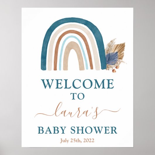 Blue Rainbow-Baby shower Welkomstteken Poster (Voorkant)