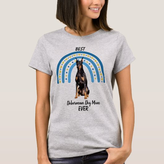 Blue Rainbow Best Doberman Dog mama T-shirt (Voorkant)