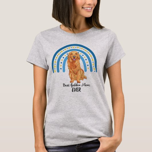 Blue Rainbow Best Golden Dog Mam T-Shirt (Voorkant)