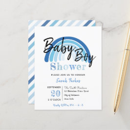 Blue Rainbow Boy Baby shower Budget Uitnodiging