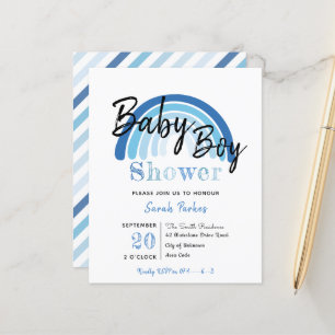 Blue Rainbow Boy Baby shower Budget Uitnodiging