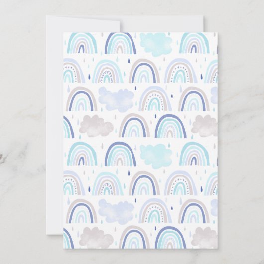 Blue Rainbow Boy Baby shower Kaart (Achterkant)