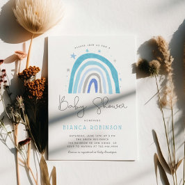 Blue Rainbow Boy Baby shower Kaart