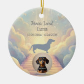 Blue Rainbow Bridge Dachshund Memorial Ornament (Voorkant)