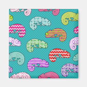 Blue Rainbow Chameleon Pattern Magneet
