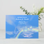 Blue Rainbow Drops voor Boy Baby shower Kaart (Staand voorkant)