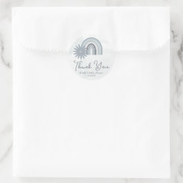 Blue Rainbow Dusty Blue Boho Baby shower Ronde Sticker