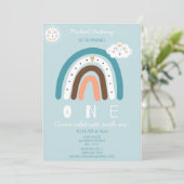 Blue Rainbow eerste verjaardag Kaart (Staand voorkant)