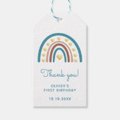 Blue Rainbow First Birthday Bedankt Cadeaulabel (Voorkant)