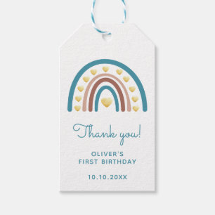 Blue Rainbow First Birthday Bedankt Cadeaulabel