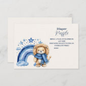 Blue Rainbow Lion Baby shower Diapper Raffle Informatiekaartje (Voorkant / Achterkant)