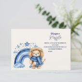 Blue Rainbow Lion Baby shower Diapper Raffle Informatiekaartje (Staand voorkant)