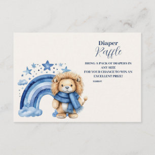Blue Rainbow Lion Baby shower Diapper Raffle Informatiekaartje