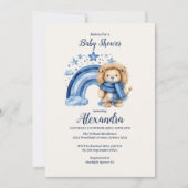 Blue Rainbow Lion Baby shower Kaart (Voorkant)