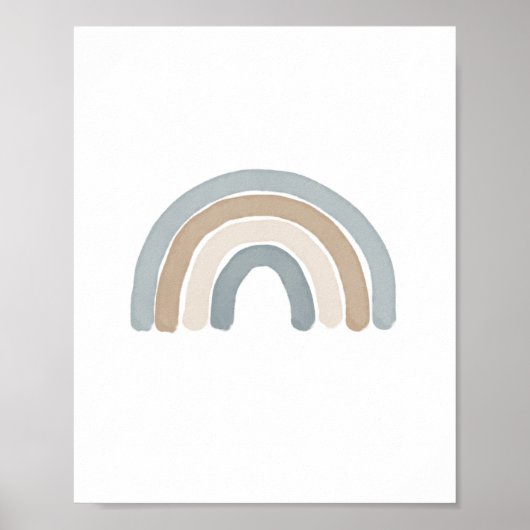 Blue Rainbow Neutral Boy Nursery Decor Poster (Voorkant)