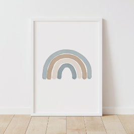 Blue Rainbow Neutral Boy Nursery Decor Poster