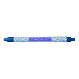 Blue Rainbow Rain Clouds Persoonlijke naam Zwarte Inkt Pen